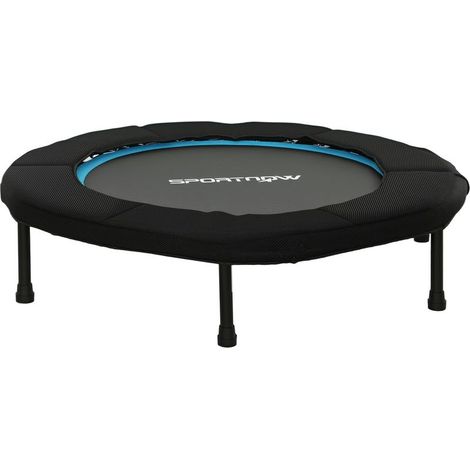 Trampoline de fitness pliable Ø102 cm avec cadre en acier antidérapant, capacité de charge 100 kg, bleu (1/5)