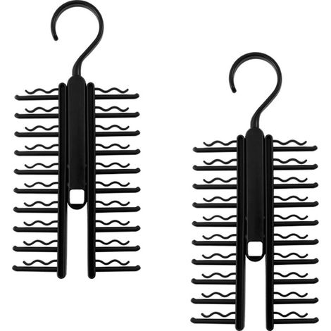 Pinces à cravate créatives support de rangement pour cintres rotation à convient aux foulards ceintures accessoires 2 pièces 360 degrés Noir (1/5)