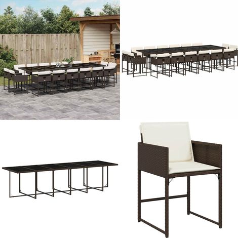 Ensemble à manger de jardin et coussins 17 pcs marron rotin - Salon De Jardin - Meuble De Jardin - Set De Jardin - Table De Jardin - Chaises De Jardin - Home & Living (1/5)