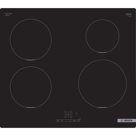 Bosch – Table induction 4 foyers – L: 592 mm x P: 522 mm – Commande EasyTouch – Vitrocéramique noire – Sécurité enfants