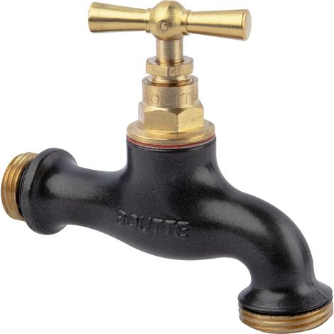 Boutté 0176144 - Rubinetto in ottone e marrone-tek 15 x 21 mm, Raccordo 20 x 27 mm