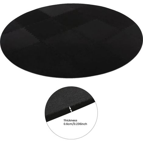 Alfombrilla de baño circular con diseño de hidromasaje, material EVA, diseño entrelazado, color negro. (1/2)