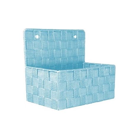 Portaoggetti in stoffa da 25x15x22cm - Da appendere a muro con 1 ripiano - CELESTE SHABBY (1/5)