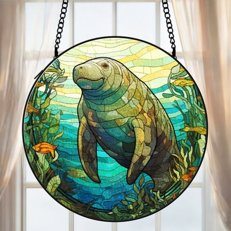 Attrape-soleil vitrail paon 15 cm décoration suspendue fenêtre animal lumineux cadeau anniversaire (1/5)