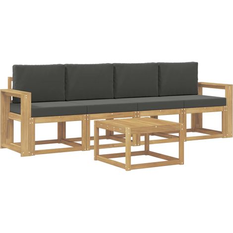 Conjunto de sofás de exterior 5 uds. 4 plaza Blanco y Antracita vidaXL (1/5)