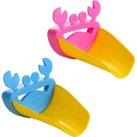 CCYKXA  2-Piece Crab-Shaped Faucet Extender, Faucet Extender Accessories, Sink Handle Extender, PP Extender for Children's Handwashing, Kitchen, Bathroom, Washbasin, Blue + Pink (1/5)