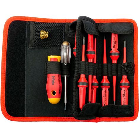 Felo E-smart Slim cacciavite rosso 10 pezzi isolati