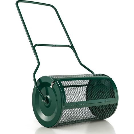 Costway – Épandeur à engrais 76L – Poignée en U pour confort – Rouleau à mailles pour fertilisation uniforme – Cadre en métal robuste