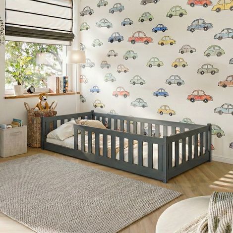 Letto a terra 80x160 con rete a doghe Maya Antracite