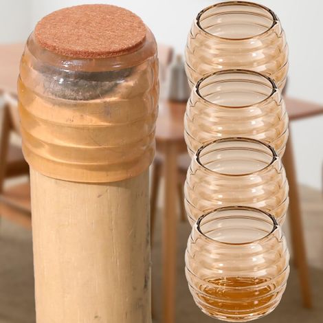 Patins de chaise en silicone silencieux, marron transparent grand format, 4 pièces par paquet x5, épais et résistant à l'usure (1/5)