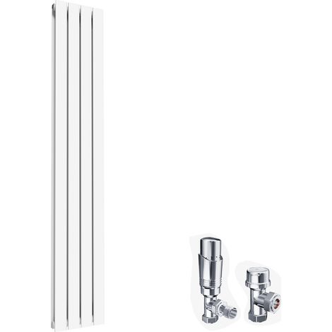 ELEGANT Designer White Vertical Radiator Double Flat Panel Radiator 1800x300mm with Chrome Thermostatic Radiator Valves (1/5)