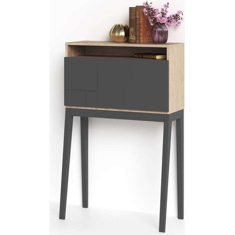 Mesa estudio para colgar Mod-630 acabado roble/grafito, 39 x 75 x 117 cm (fondo x ancho x alto) (1/2)