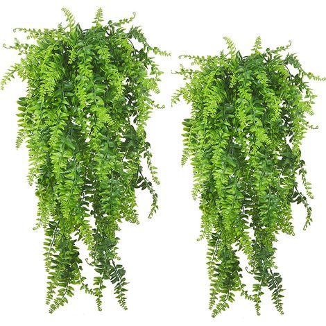 Paquet De 2 Plantes De Vignes Suspendues Artificielles Faux Fougères De Lierre Pour Extérieur Résistant Aux Uv Pour Mur Intérieur Paniers Suspendus Décor De Guirlande De MariageJardin piscine