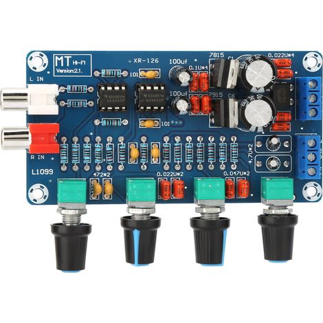 Préamplificateur de tonalité XH-M164 NE5532, carte 4 voies réglables, alimentation AC 15V, contrôle de graves et aigus, module audio DIY haute fidélité (1/5)