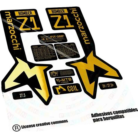 Pegatinas de vinilo de alta calidad, compatibles con MARZOCCHI BOMBER Z1 2024, acabado cromado dorado. (1/2)