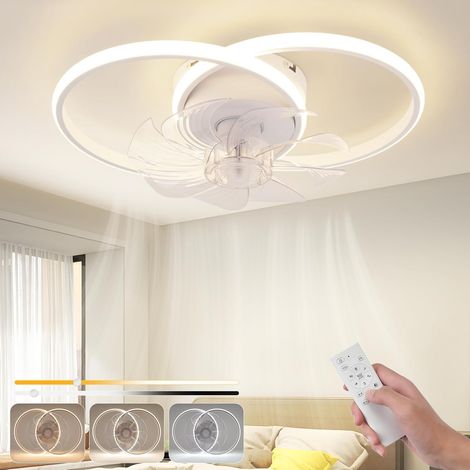 Ventilatore da soffitto a LED con luce - GBLY Ventilatore da soffitto moderno silenzioso da 36 W con telecomando, 3 temperature di colore, 6 velocità, lampada da camera da letto bianca