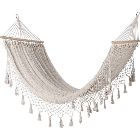 Hamac coton blanc détente extérieure élégante - Blanc naturel élégant (1/5)