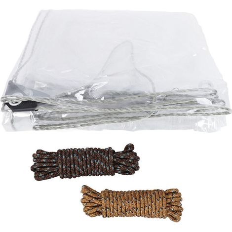 Bâche Transparente avec Oeillets Bâche de Protection ImperméablePVC Protection de Vent Pluie Soleil pour Serre Jardin Pergola 3 x 5 m (1/4)