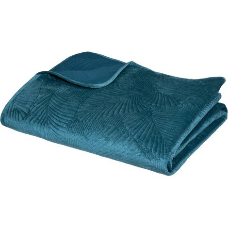 Copriletto delia in velluto blu anatra 240x260cm - Atmosphera créateur d'intérieur