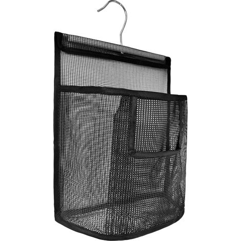 Sac à Pinces, Sac de Rangement Suspendu Panier à Pinces Douche pour Buanderie Salle de Bain Balcon Usage Intérieur Extérieur, Noir (1/5)