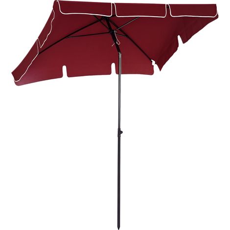 Rechteckiger, verstellbarer Gartenschirm mit Aluminiumstange, 2 x 1,3 x 2,5 m, weinrot, Sonnenschirm