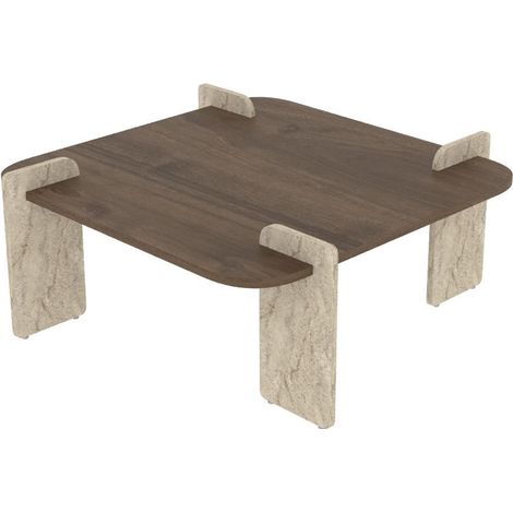 Couchtisch aus Holz "Afrolli" - 90 x 90 x 35 cm - Braun