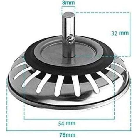 Panier amovible diamètre de l'acier inoxydable 78 mm accessoires pour évier de cuisine mise à l'eau fermeture de parapluie couvercle de lavabo (1/3)