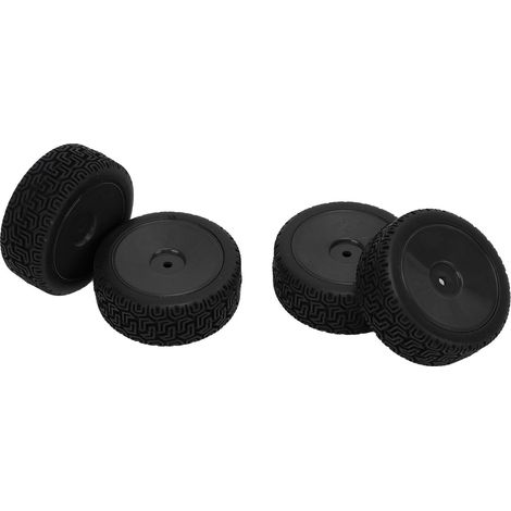 Ensemble de 4 pneus en caoutchouc noir résistant à l'usure pour voiture de sport 1/10 RC, offrant un excellent amorti et une grande durabilité. (1/5)
