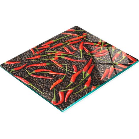 Tabla de cortar de cristal para cocina con estampado de chile, 60x52 cm (1/5)