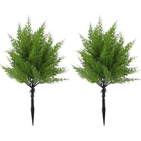 2 pièces arbres topiaires de cèdre artificiels faux arbustes buissons avec piquet de sol plantes de cyprès à feuilles persistantes pour jardin de porche extérieur intérieur (1/5)