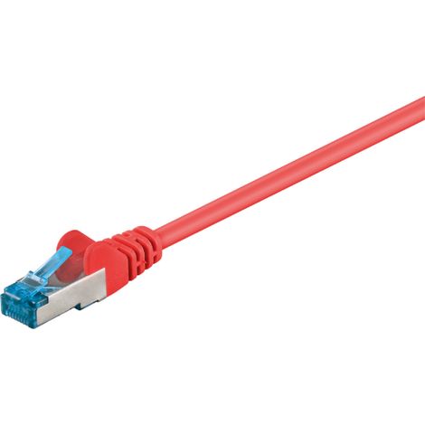 CAT 6A Patchkabel, S/FTP (PiMF), rot, Kupferleiter (CU), halogenfreier Kabelmantel (LSZH). Kabellänge 0.5 m (1/4)