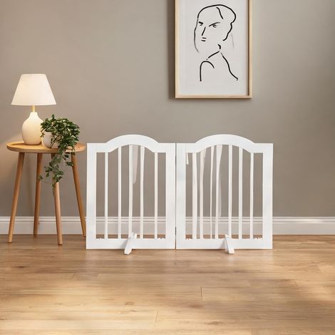 Barrière de sécurité pour chien en bois pliable 3 panneaux blanc (1/5)