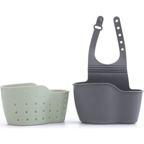 Étagère Évier - Porte-Savon Éponge - Panier Suspendu Réglable - Rangement Robinet - 2 Étages - 22 x 13 x 5,5 cm (1/5)