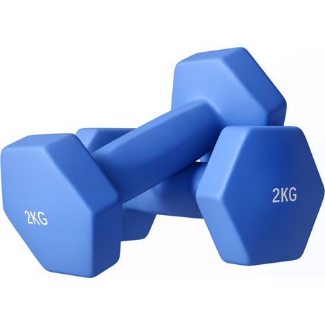 2 x 2kg Hexagonal Dumbbells Weights Set with Non-Slip Grip for Home Gym Workout-Blue (1/5)