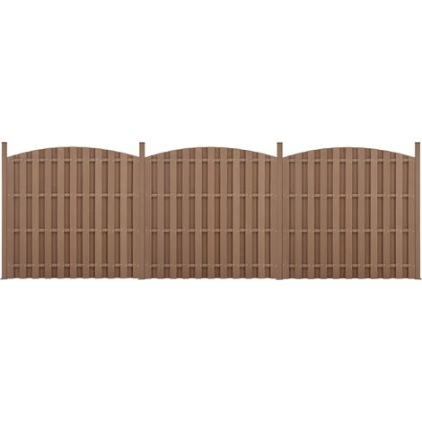 Set di 3 pezzi di recinzione barriera privacy in legno composito WPC semicerchio arrotondato 185 x 562 cm marrone 030006594
