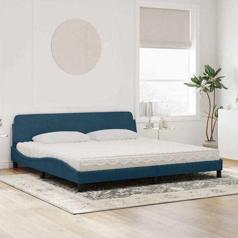 Lit avec matelas Dover bleu 200x200 cm velours (1/5)