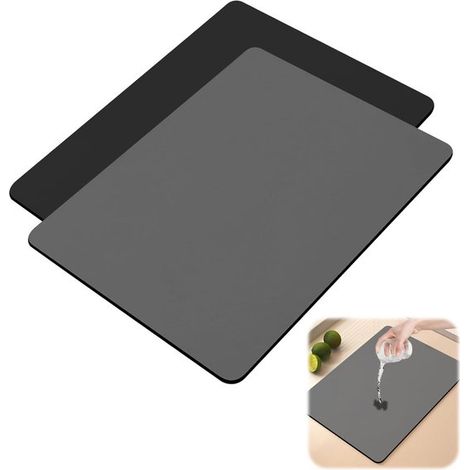 Abtropfmatten, 2er-Pack, 40 x 30 cm, matte Untersetzer, Geschirrabtropfmatten, geeignet für Küchen- und Badezimmerarbeitsplatten, rutschfest. (1/5)