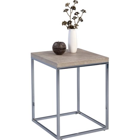 Table d'appoint, Métal chromé Aspect béton., 40 x 40 x 52 cm (1/5)