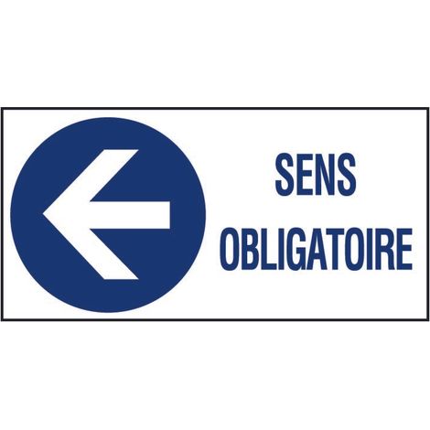 Panneau Sens obligatoire flèche à gauche - Rigide 960x480mm - 4000374