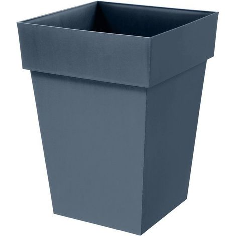 Pot de fleur mi-haut carré - Toscane - EDA - 39 x 39 x H. 53 cm - Intérieur / Extérieur - 51 L - Bleu Jean (1/2)