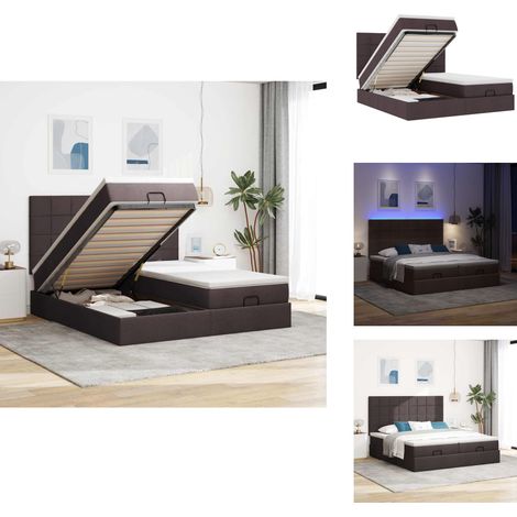 Cadre de lit ottoman avec matelas marron foncé 200x200 cm tissu - Lit Ottoman - Lits Ottomans - Cadre De Lit - Cadre De Lit Avec Rangement (1/5)