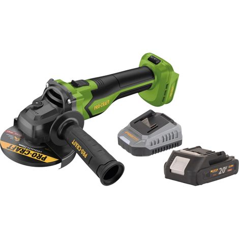Smerigliatrice angolare a batteria Procraft PGA22-BB 20 V 125 mm Brushless + 1x batteria 2,0 Ah + caricabatteria