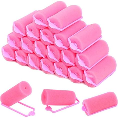Bigoudis en éponge mousse 30 pièces 25 mm, bigoudis roses doux pour coiffure, outils de coiffure sans douleur pour femmes et enfants DIY (1/4)