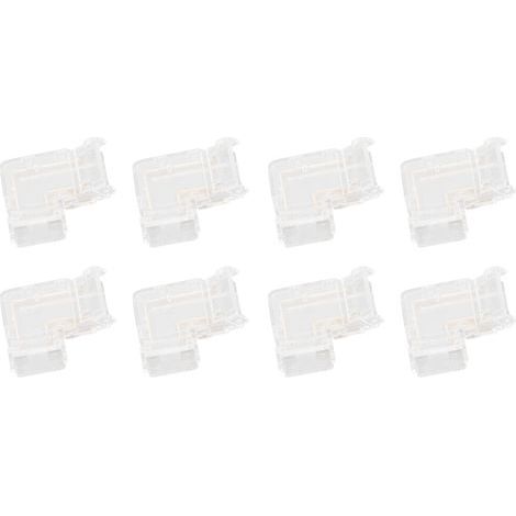 Packung mit 8 professionellen 3-poligen L-förmigen Steckverbindern für transparente COB-LED-Streifen. (1/5)