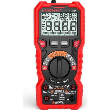 HABOTEST HT118A Digitalmultimeter mit automatischer Bereichswahl, 6000 Counts, True RMS-Messung, AC/DC-Spannung