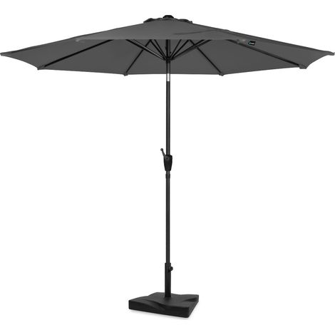 VONROC Parasol inclinable Ø300 cm avec pied 20 kg et housse – Anthracite/Noir – GP503XX