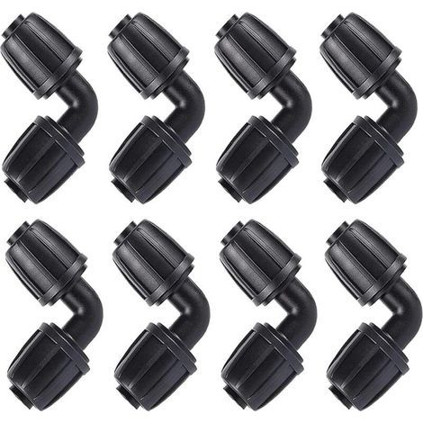 Micro Drip System Raccord en L (3/4"), Tuyau d'Arrosage Coude Connecteur Universel Coude Joint de Accessoires d'Irrigation Agricole(8 Pièces) (1/4)