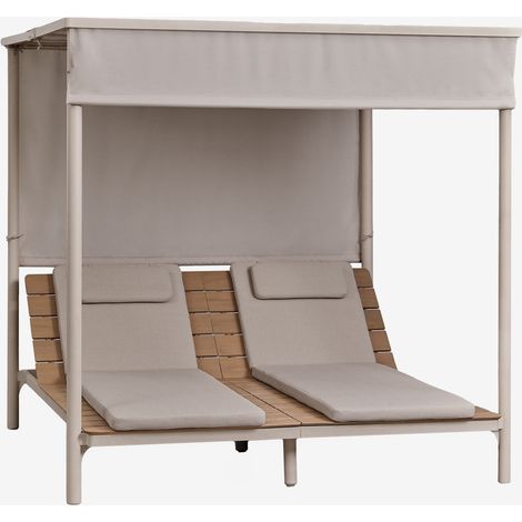 SKLUM Reclining Balinese bed made of acacia wood and steel Sirka Moka Braun                                  