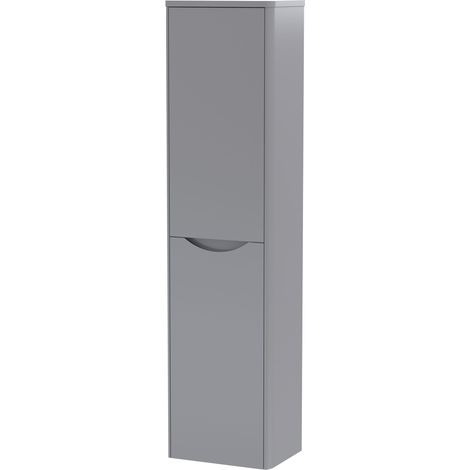 Balterley Dunwood Modern Bathroom 1 Soft Close Door Wall Hung Tall Cabinet, Satin Grey, 356mm