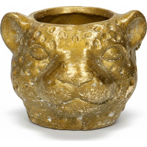 Pot de Fleurs Design Léopard Doré Cache-Pot Décoratif en Relief D12 x 9,5 cm - PANGIVO (1/5)